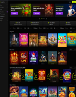 Schermafbeelding van het Instasino casino lobby en spelinterface